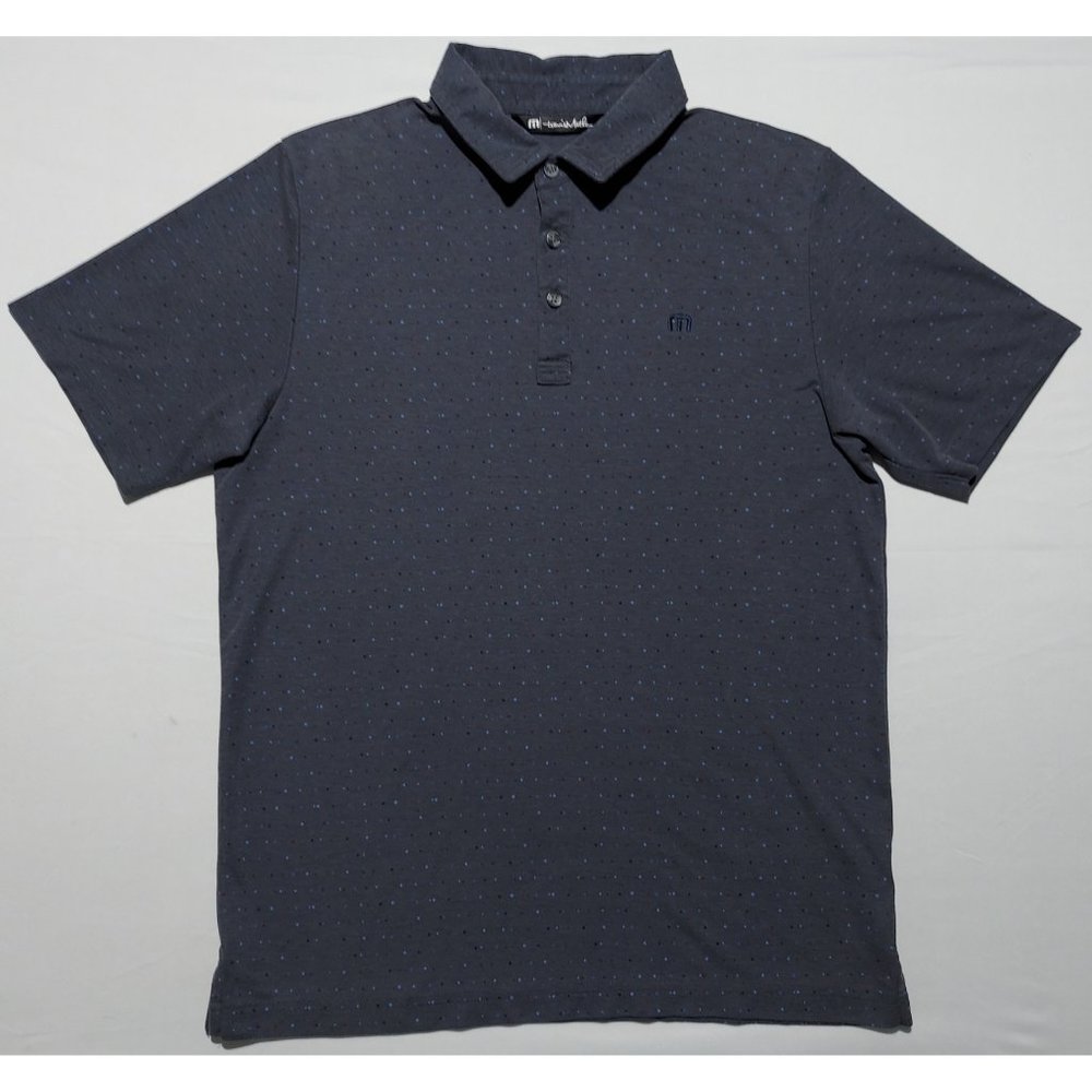 Travis Mathew Dot Print Polo Shirt Size Medium Grey Pima Cotton Polyester